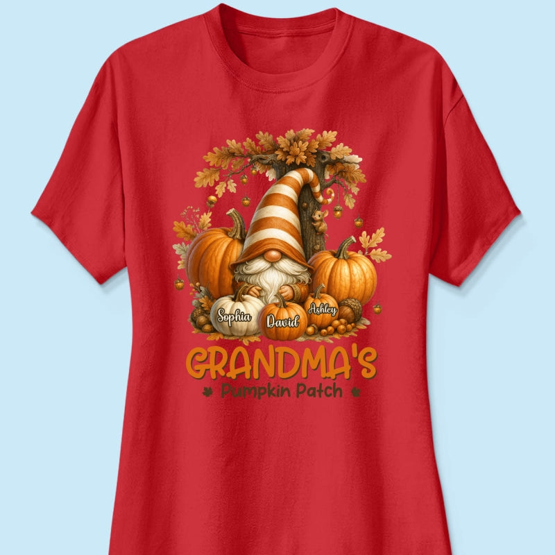 Gnome Grandma's Pumpkin Patch Personalized Fall Sweatshirt, Cozy Fall Sweatshirt for Grandma