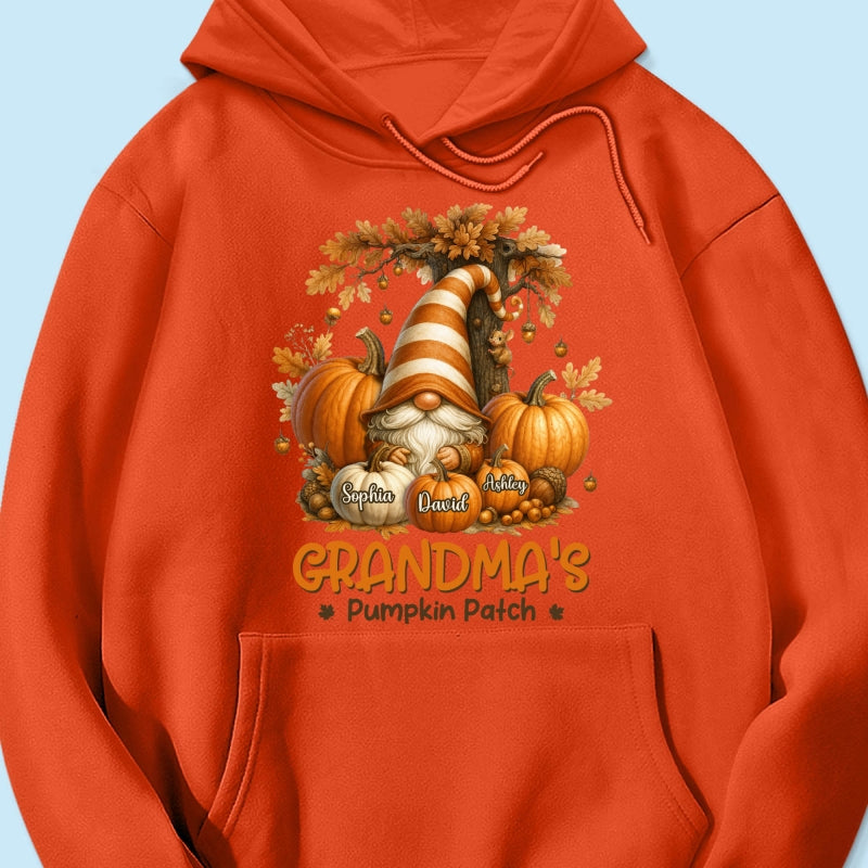 Gnome Grandma's Pumpkin Patch Personalized Fall Sweatshirt, Cozy Fall Sweatshirt for Grandma