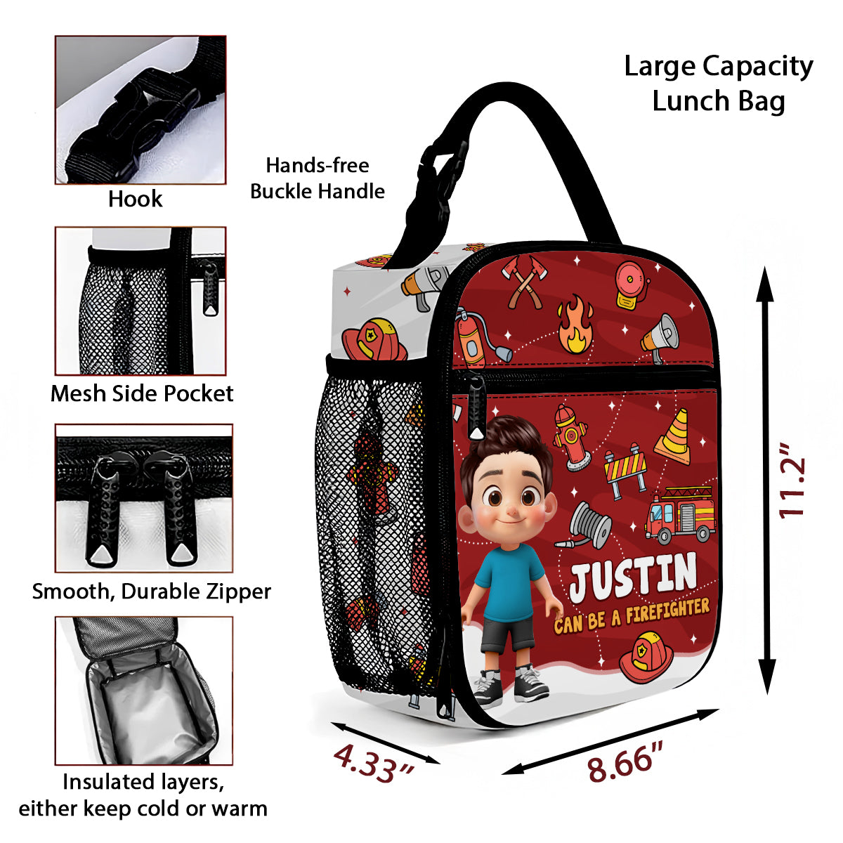 Cute Kid Can Be A Nurse, Astronaut, Firefighter, Teacher, Police,... Future Job Personalized Insulated Kid Lunch Bag, Back To School gift