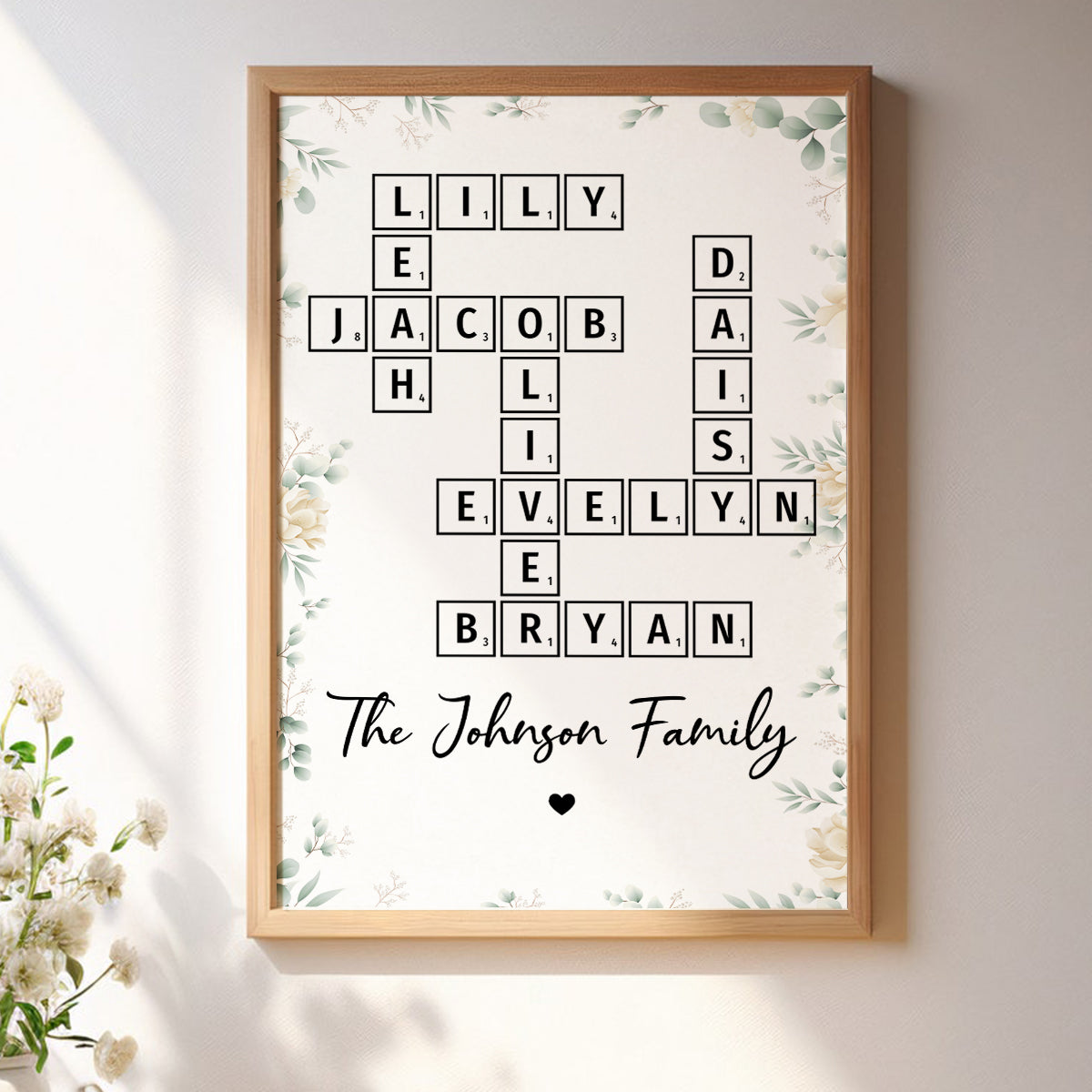 Family Crossword Art - Created In A Moment, Treasured Forever Personalized Poster