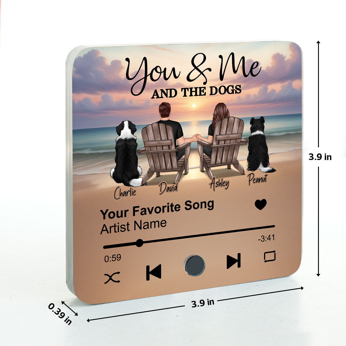 Couple You Me And The Dogs Cats Personalized Music Fridge Magnet, Heartfelt 2025  Gift For Couple, Dog Lovers, Cat Lovers, Pet Lovers