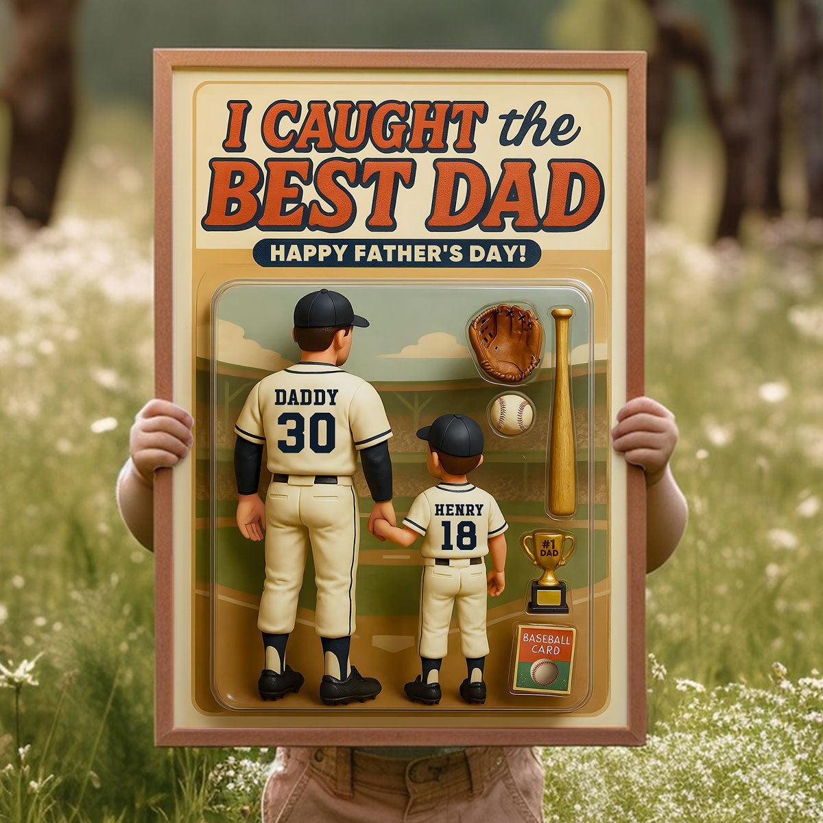 We Caught the Best Dad Baseball Custom Figure Personalized Poster, Meaningful Father's Day Gift for Dad, Gift for Husband