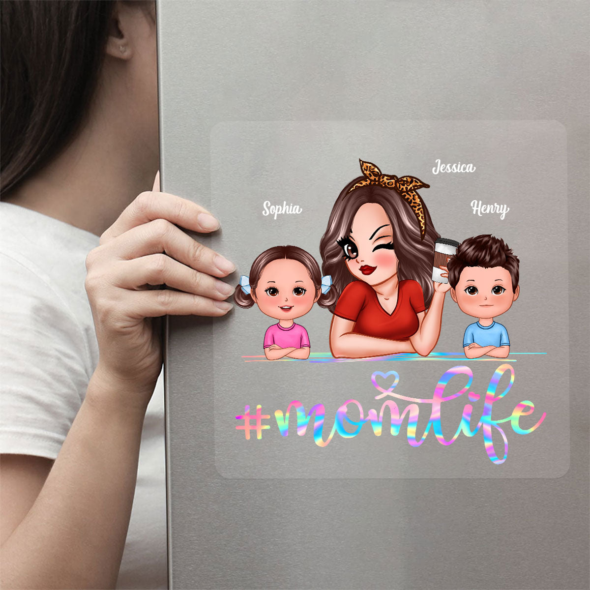 Mom Life Cute Kids Decor On Car Fridge Window Personalized Decal