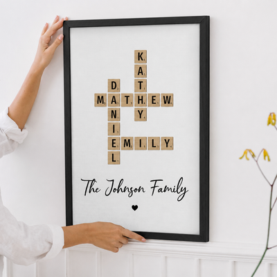 Family Crossword Art - Created In A Moment, Treasured Forever - Personalized Poster