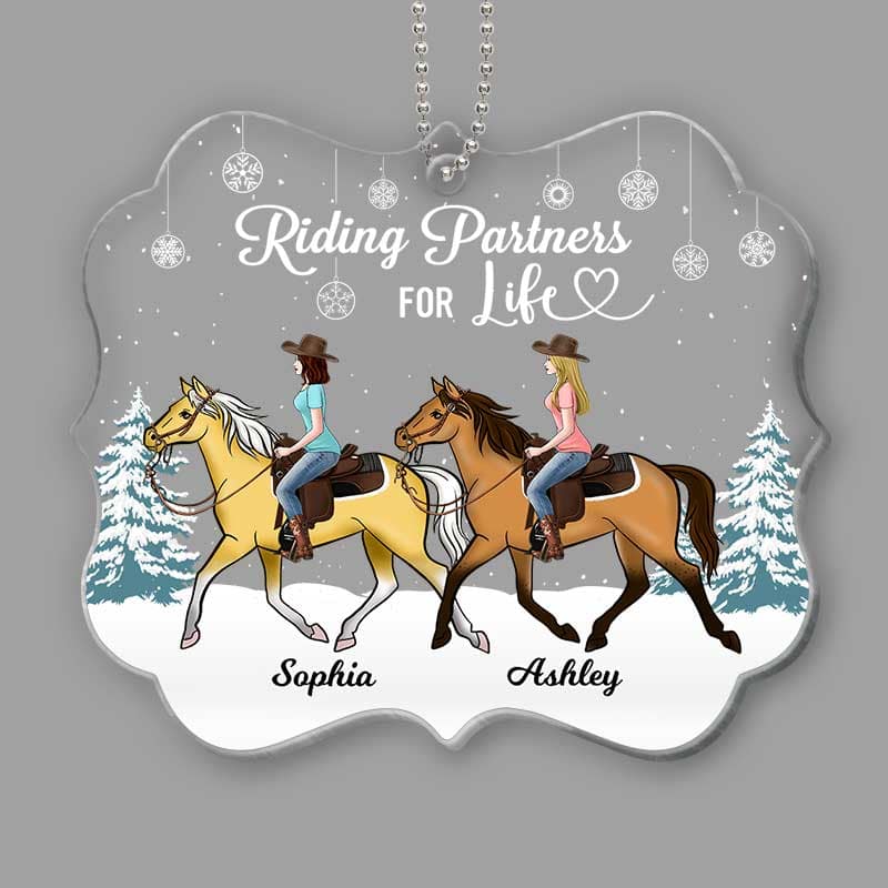 Riding Partners For Life Horses Besties Personalized Acrylic Ornament