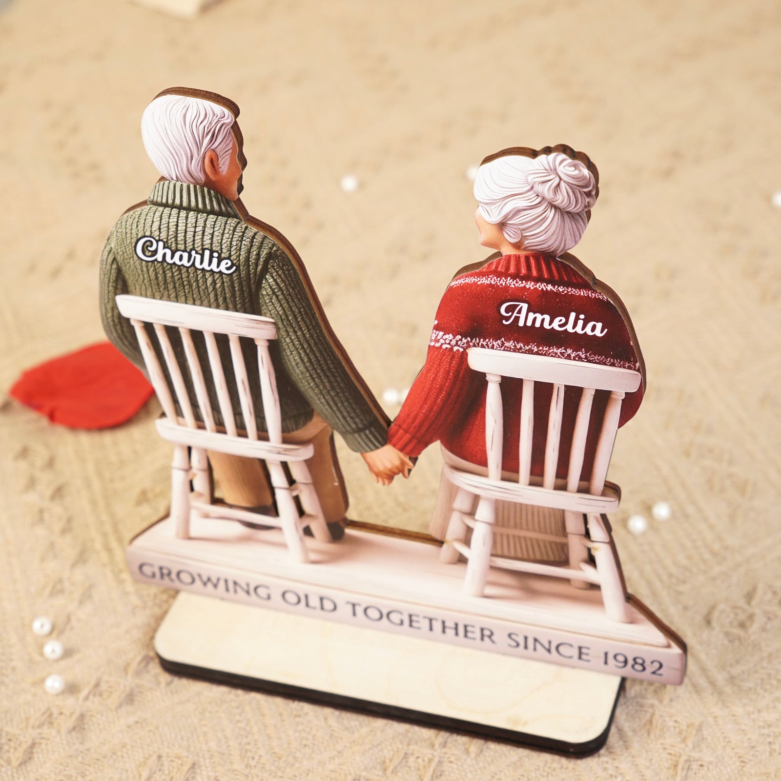 3D Effect Eternal Love Couple Growing Old Together - Personalized Wooden Plaque - Heartfelt Gift For Couple, For Him, For Her, Husband, Wife