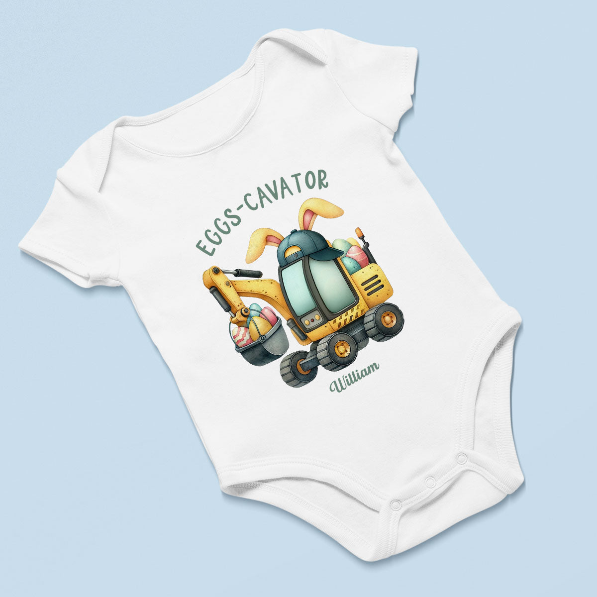 Eggs-Cavator Boy Girl Watercolor Personalized Baby Onesie Baby Shirt