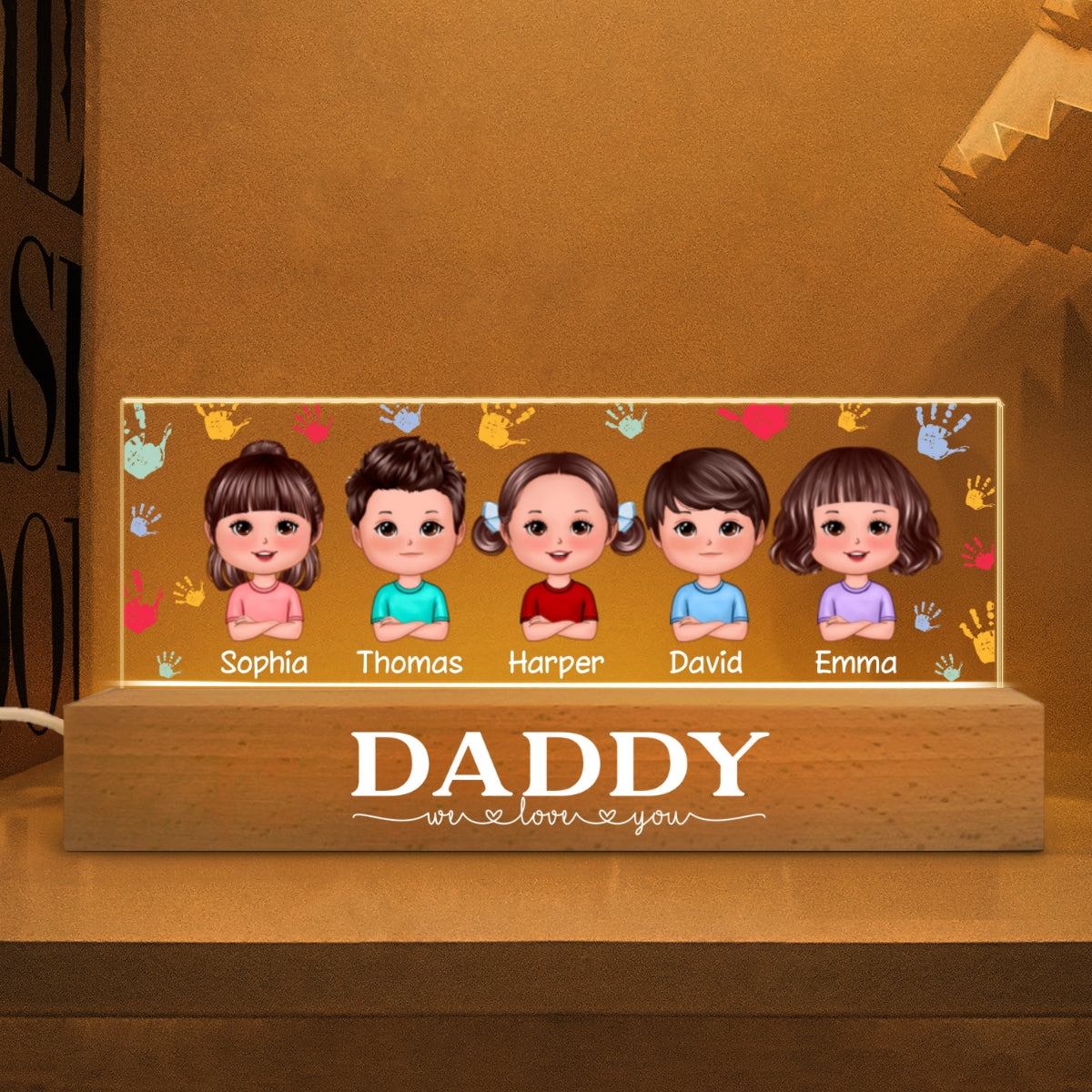 Daddy Grandpa We Love You Doll Kids Personalized Acrylic Block LED Night Light
