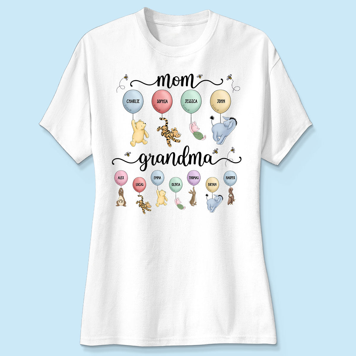 Mom Grandma Cute Characters With Balloons Personalized Shirt Mother‘s Day Gift For Grandma