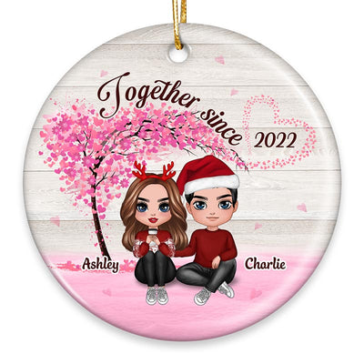 Heart Tree Couple Together Since Personalized Circle Ornament