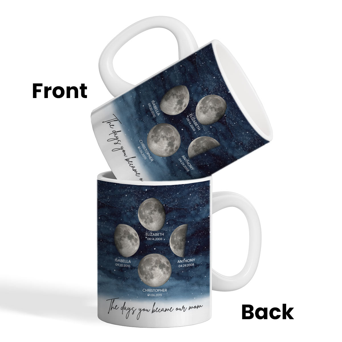 Starry Night Custom Birth Moon Phase The Day You Became Mom Personalized Mug, Gift