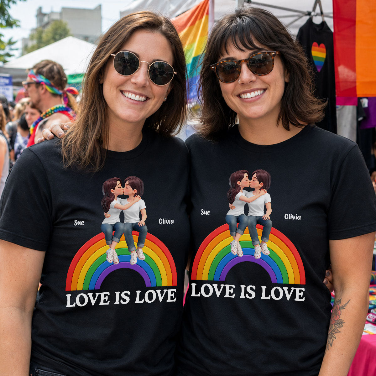 LGBT+ Couple Love Is Love - Personalized Shirt - Matching Shirts For Couple, Happy Pride Month