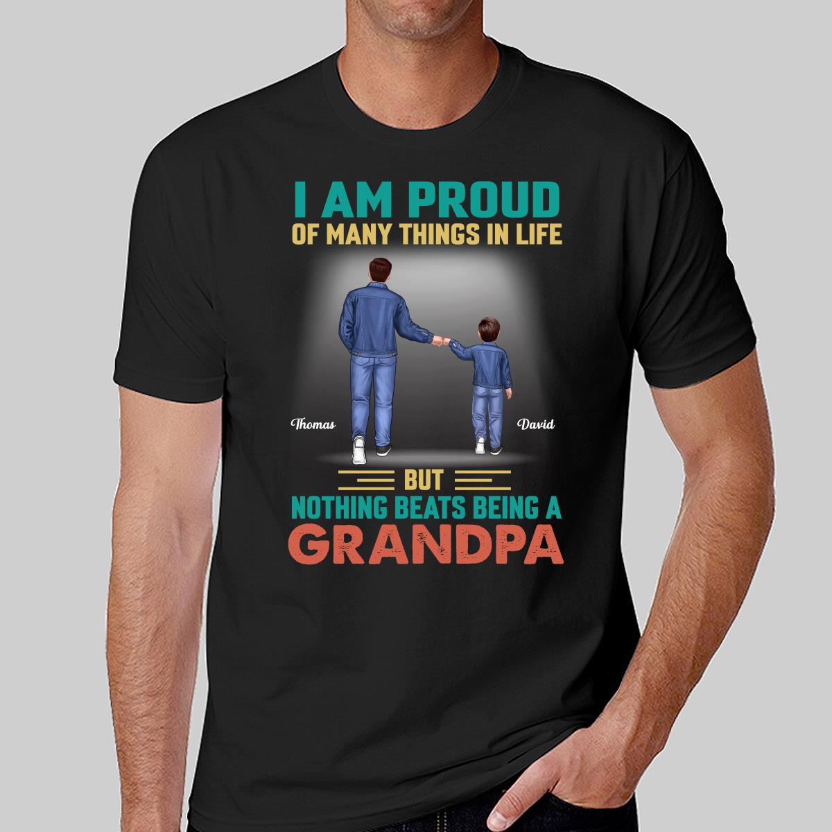 Nothing Beats Being A Grandpa Punch Hand Back View Personalized Shirt