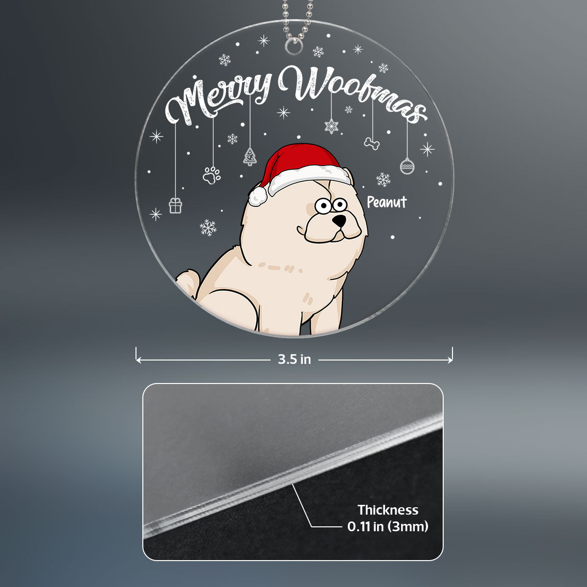 Funny Dogs Cartoon Peeking Christmas Personalized Acrylic Ornament