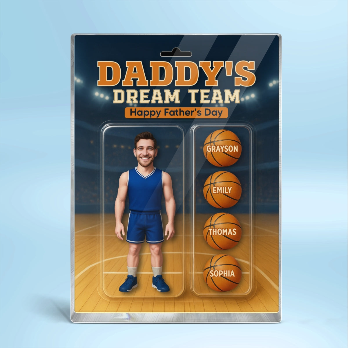 3D Effect Basketball Dad Custom Figure Personalized Rectangle Flat Acrylic Block Plaque
