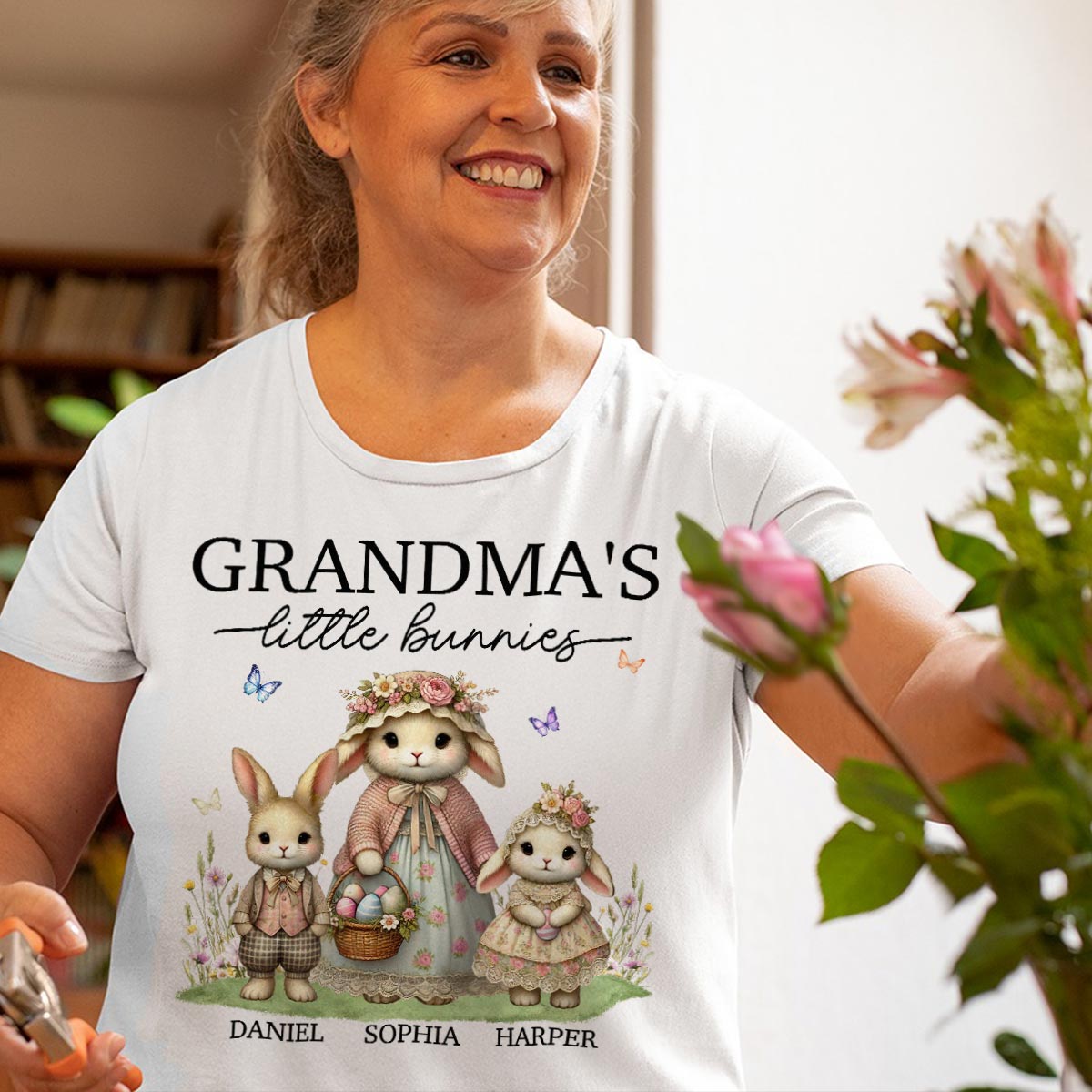 Vintage Grandma Bunny Easter Personalized Shirt