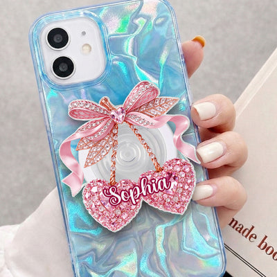 Valentine Cherry 3D Shiny Effect - Personalized Acrylic Magnetic Phone Grip