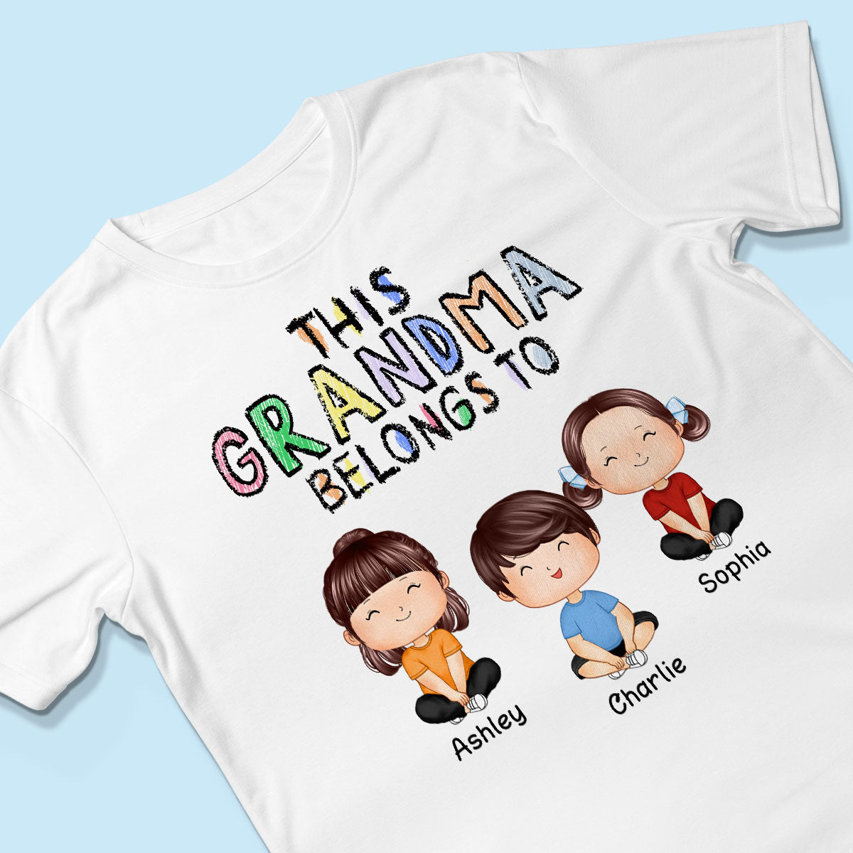 This Grandma Belongs To Grandkids Crayon Personalized Shirt