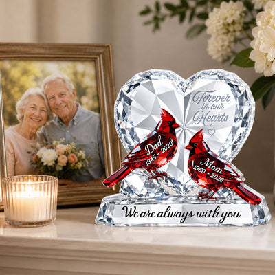 Always With You Cardinals Memorial - Personalized Acrylic Block Plaque - Memorial Gift, Sympathy Gift