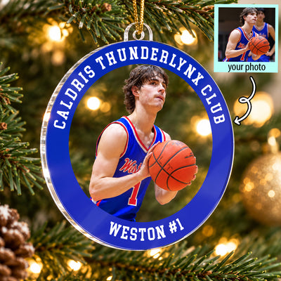 Custom Photo Basketball - Personalized Acrylic Ornament - Basketball Keepsake, Christmas Gift for Daughter, Son, Grandkids