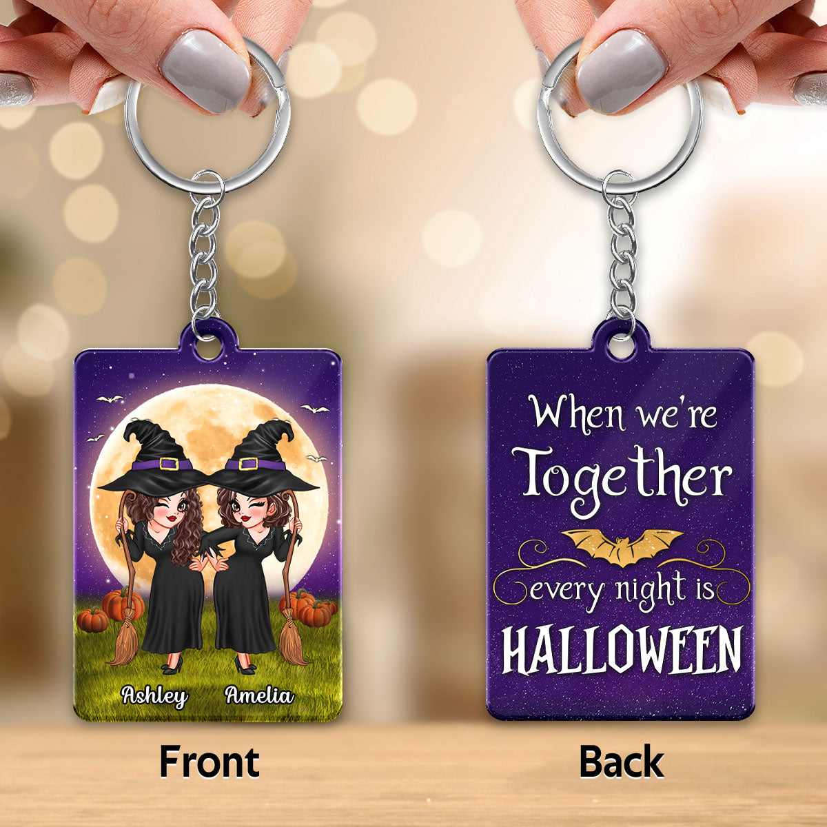 When We‘re Together Every Night Is Halloween Pretty Besties Personalized Acrylic Keychain