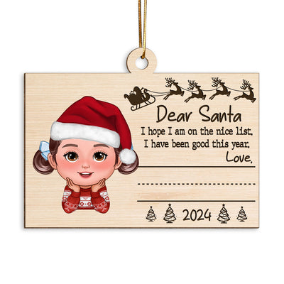 Dear Santa From Kid Christmas Personalized Wooden Ornament, Child's Handwriting, Sign Your Own Name