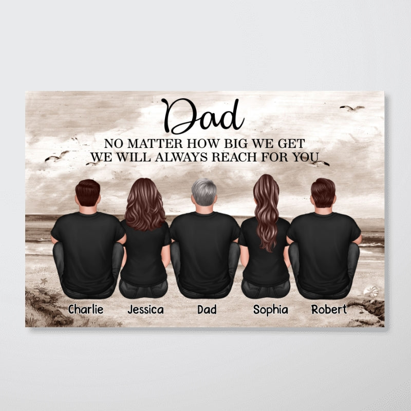 Dad No Matter How Big We Get Retro Vintage Beach Personalized Poster, Gift For Dad, For Husband