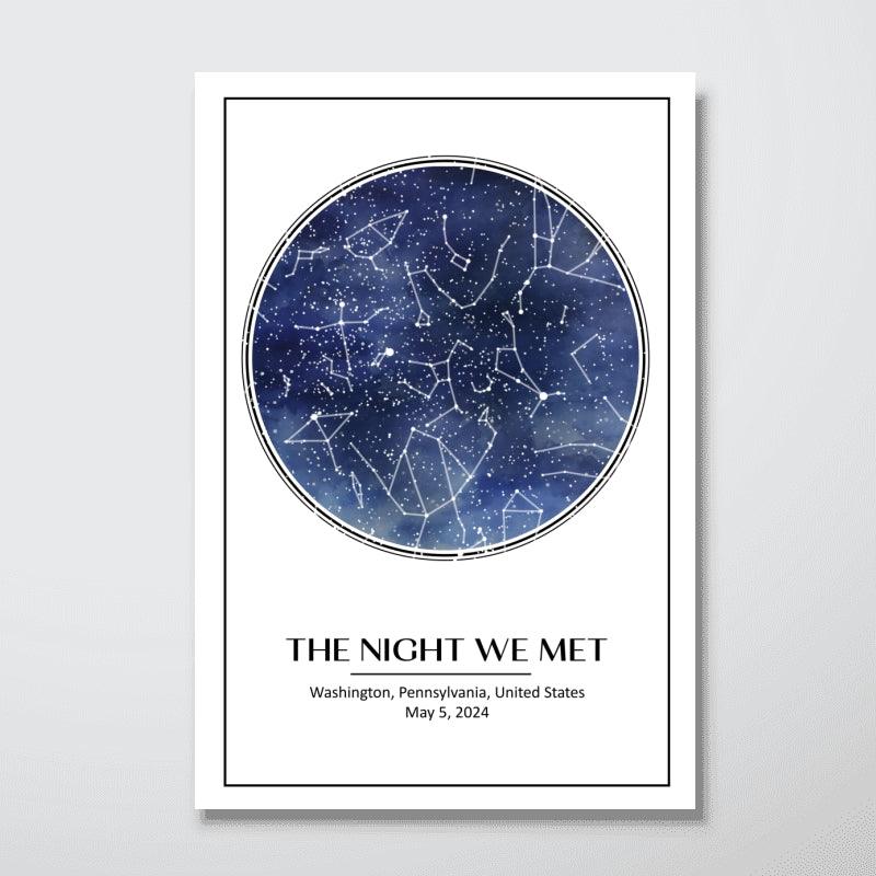 Custom Star Map Night Sky Poster to Capture the Precious Moment, The Night We Met Couple Anniversary Gift, Wedding Gift, Constellation Print, Real Astronomical Data