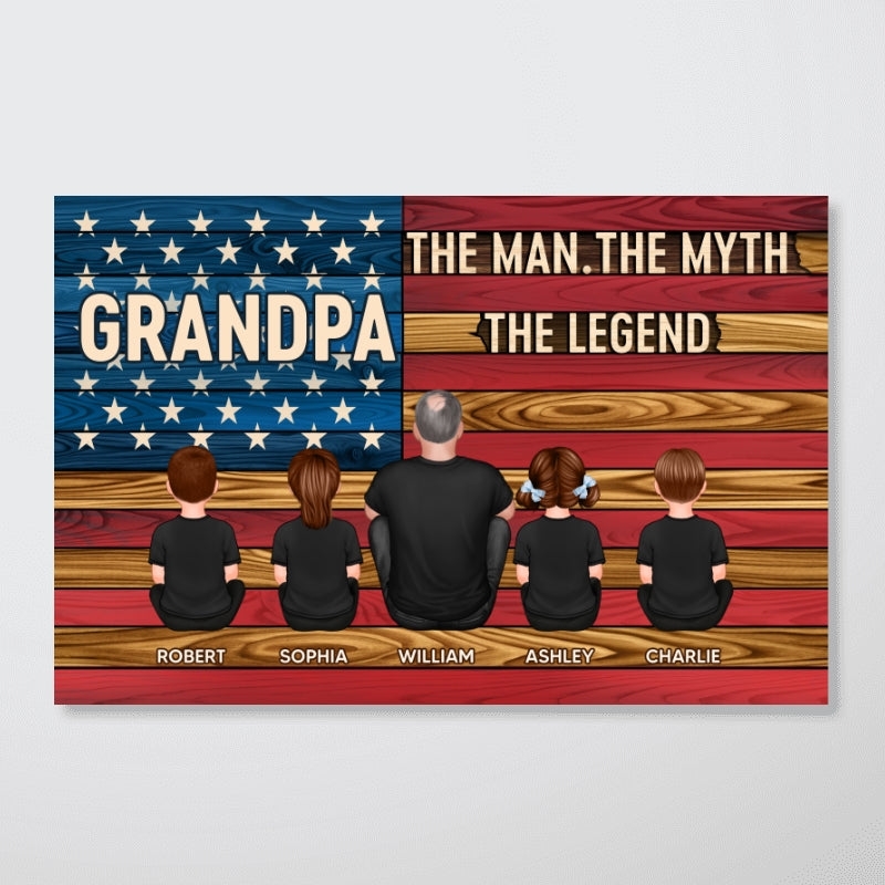 Grandpa The Man The Myth The Legend Personalized Poster, Gift For Grandpa
