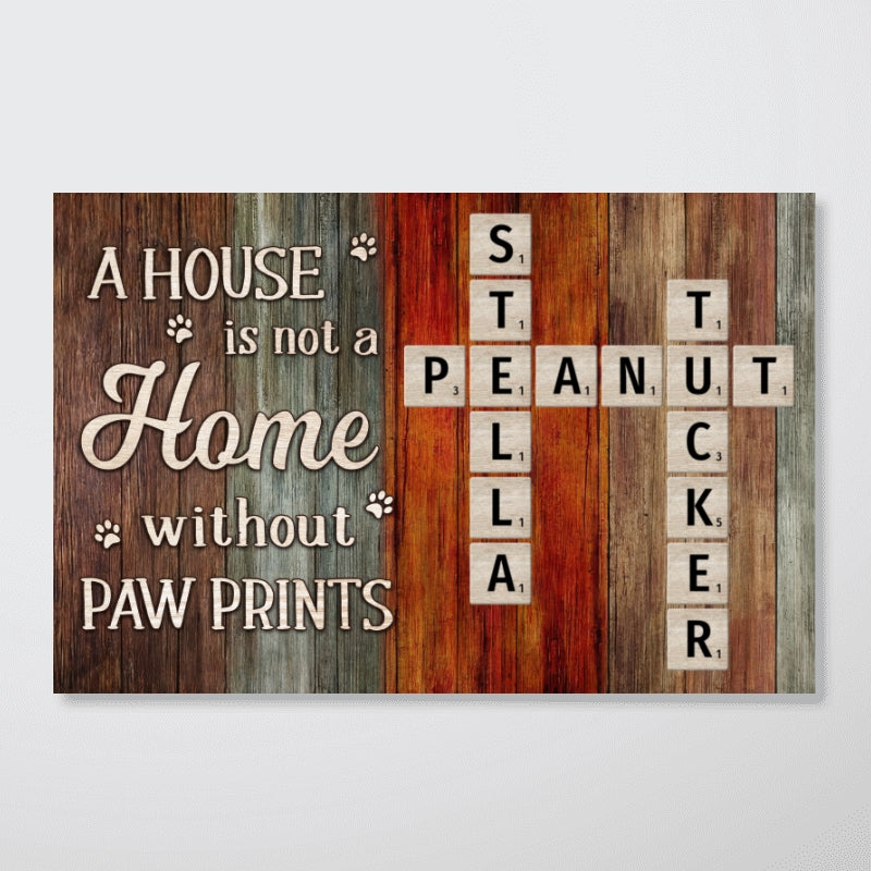 House Is Not Home Without Paw Prints Colorful Palette Crossword Puzzle Art Personalized Poster