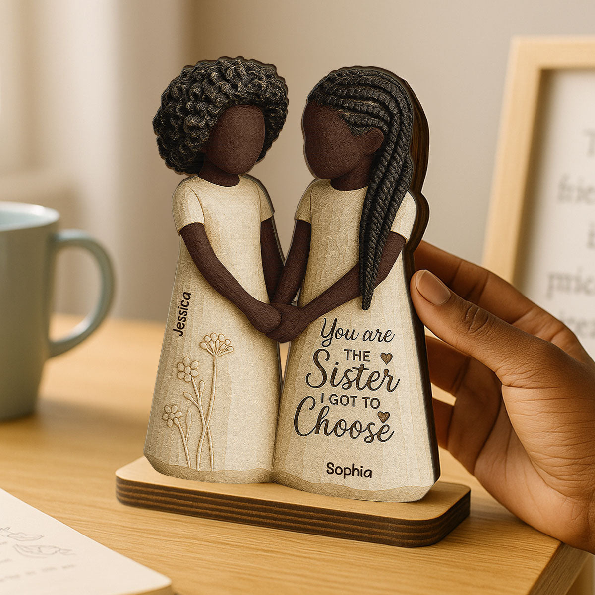 African American Besties You Are The Sister I Got To Choose - Personalized 2-Layered Wooden Plaque - Meaningful Gift For Best Friend