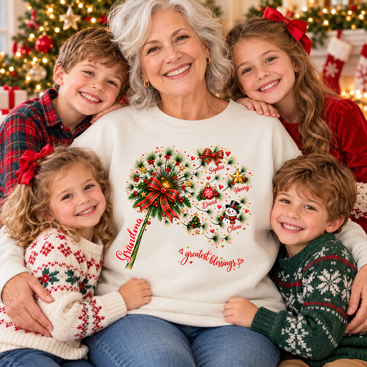 Grandma's Christmas Magic Greatest Blessings - Personalized Shirt - Heartfelt Christmas Gift for Grandma