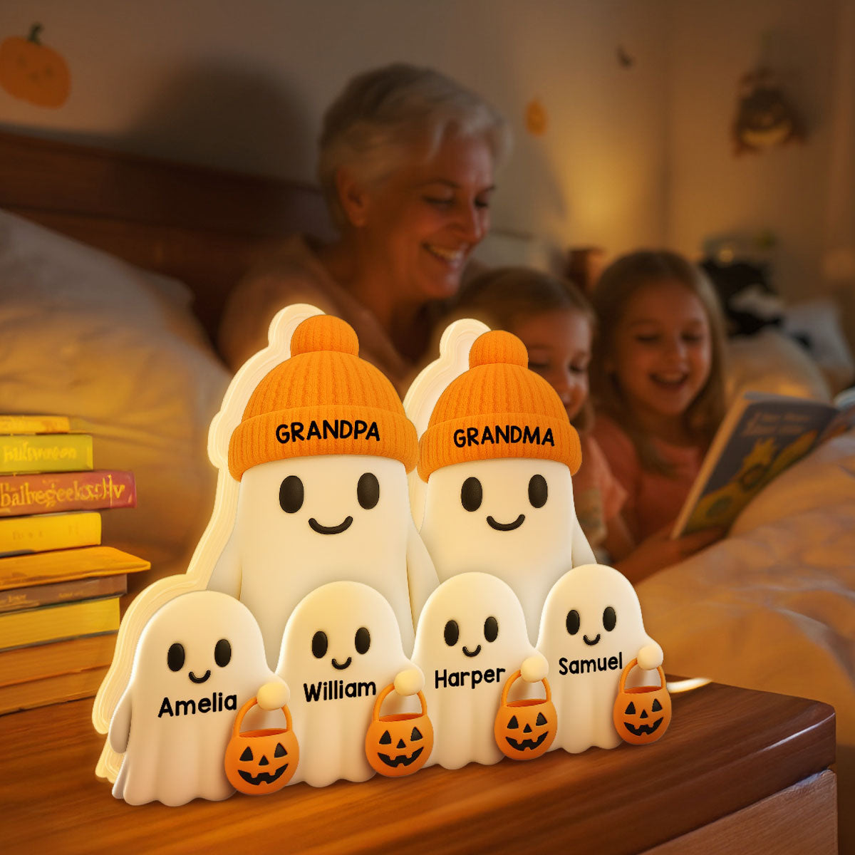 Grandma Grandpa Boo Crew Fall Halloween Decor - Personalized Light Box - Gift For Grandparents