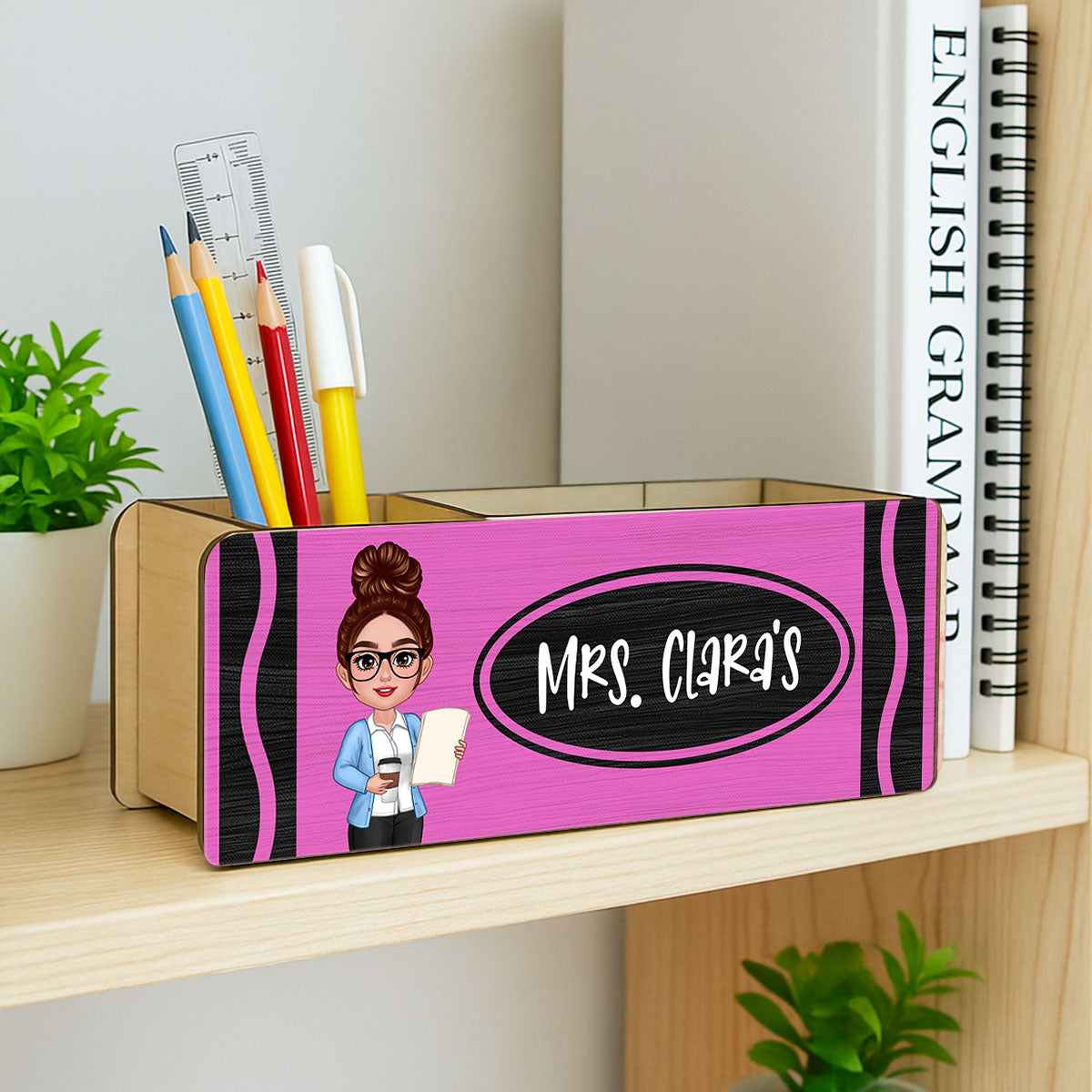 Teacher Crayon Personalized Pencil Holder