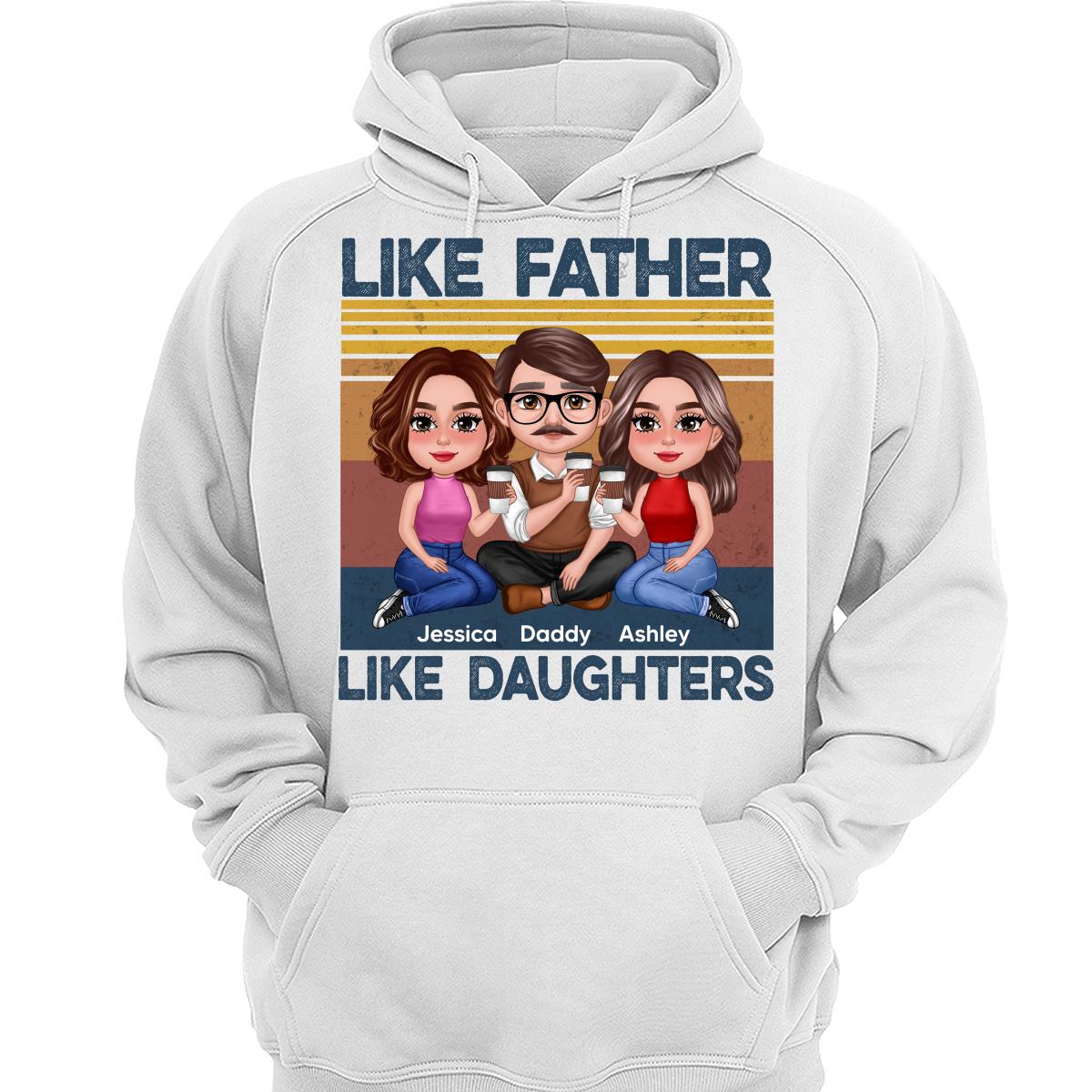 Retro Like Father Like Daughter Doll Sitting Together Personalized Shirt