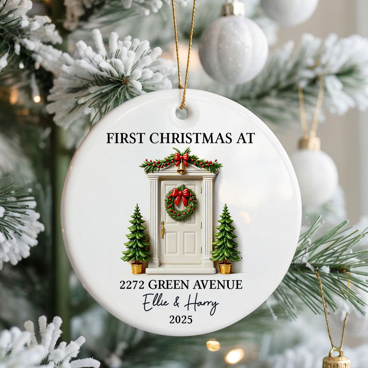First Christmas New Home 3D Effect - Personalized Ceramic Ornament - New Home Decor
