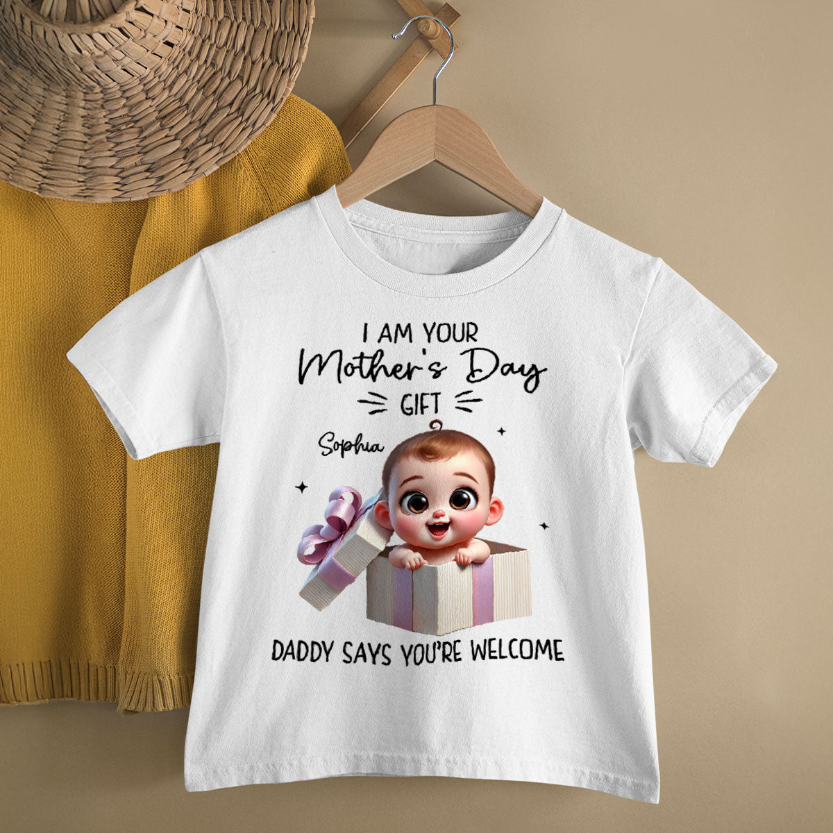 I'm Your Gift Cute Baby Sitting In Gift Box Personalized Baby Onesie, Baby Shirt