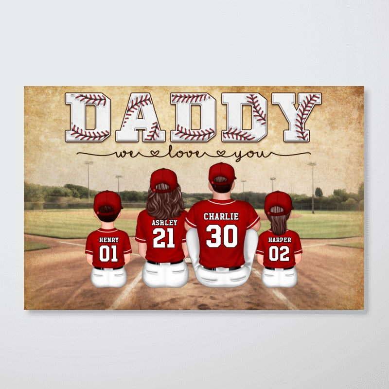 Retro Vintage Baseball Family Dad We Love You Personalized Poster, Gift For Dad