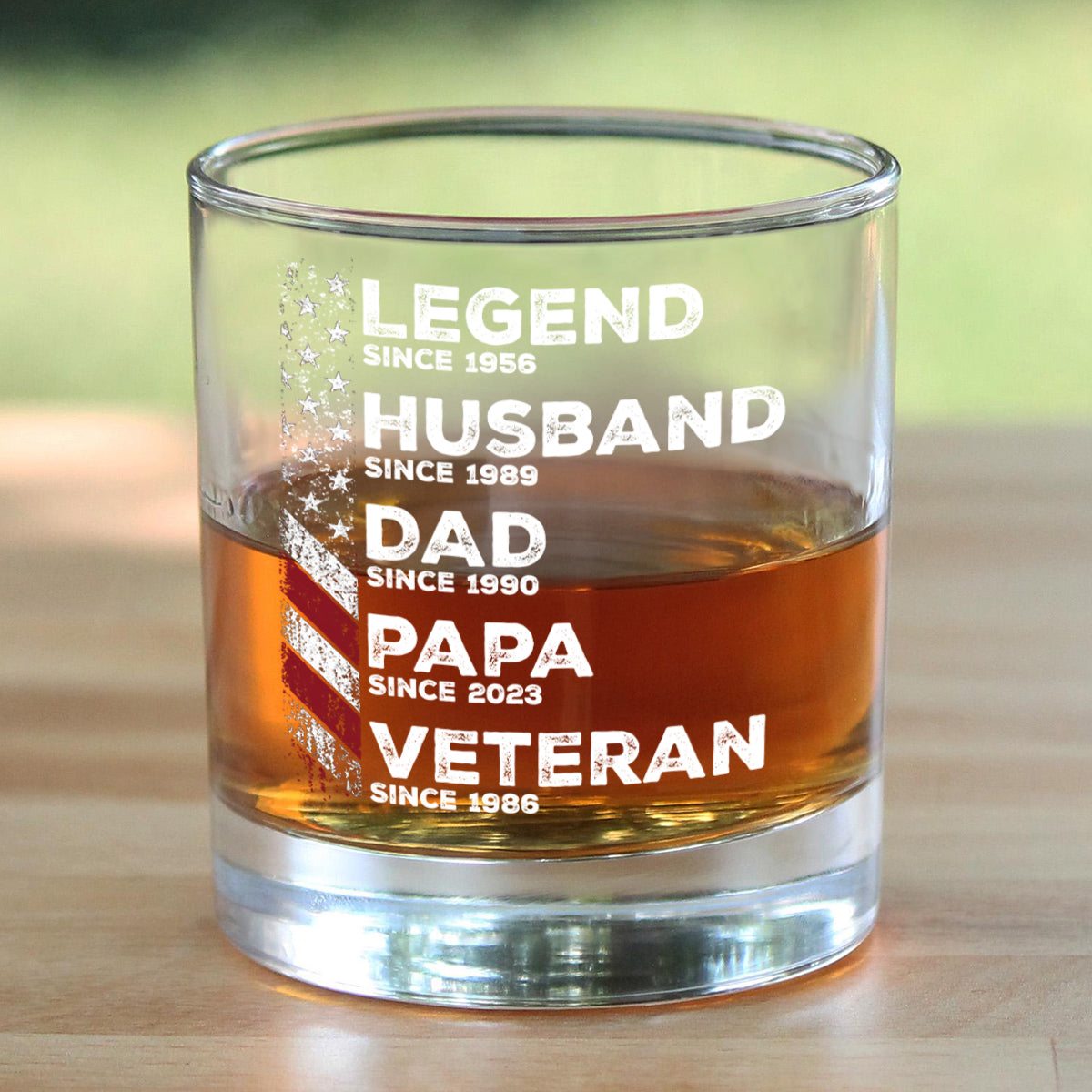 Legend Husband Daddy Since Personalized Whiskey Glass, Father's Day Gift for Veteran Dad, Grandpa