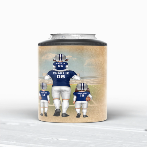 American Football Dad Fan Dear Dad Personalized 4 In 1 Can Cooler