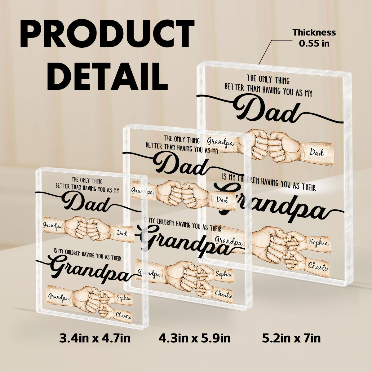 The Only Thing Better Than Having You As My Dad Fist Bump Personalized Acrylic Block, Father's Day gift for Dad from Daughter from Son