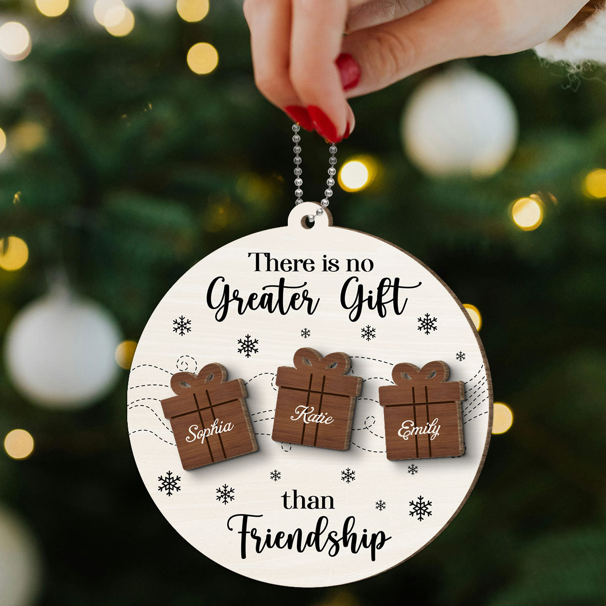 Friendship Siblings Family There Is No Greater Gift Personalized 2-Layer Wooden Ornament