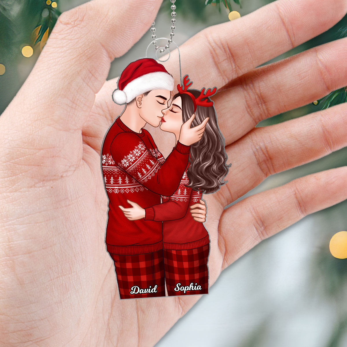 Christmas Romantic Couple Kissing Gift For Him For Her Personalized Acrylic Ornament