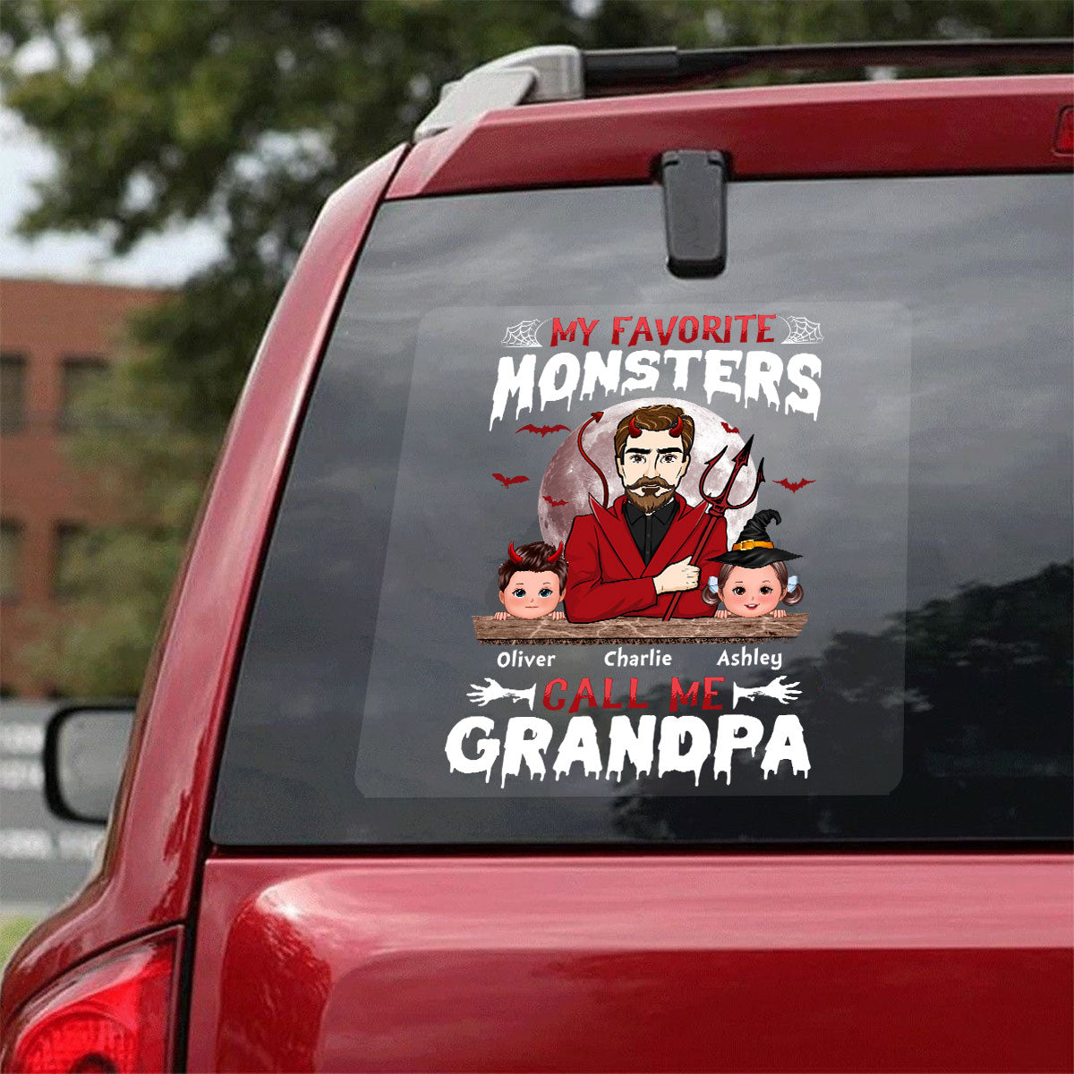 Favorite Monsters Dad Grandpa Personalized Decal, Halloween Decor