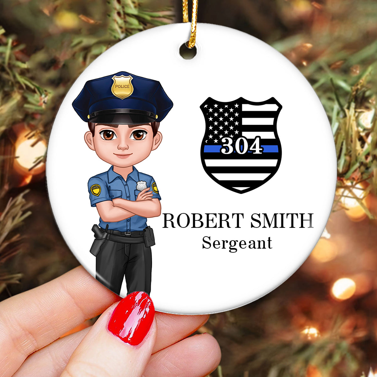 Police Christmas Personalized Ceramic Ornament, Office Decor, Appreciation Gift, Christmas Gift For Law Enforcement
