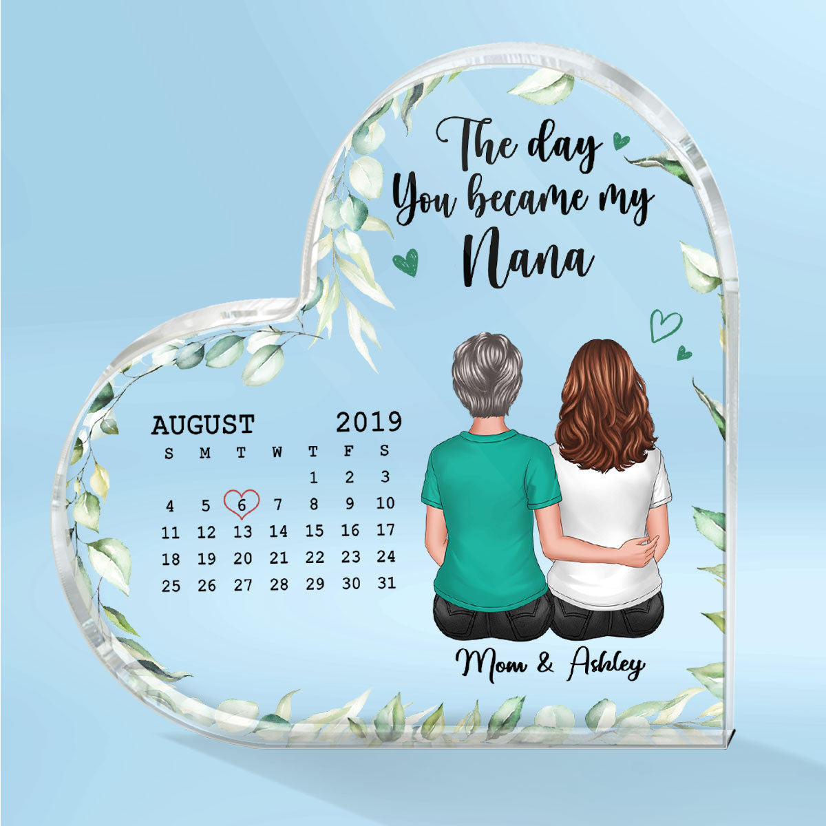 The Day You Became My Mom Grandma Daughter Mother‘s Day Gift Personalized Acrylic Heart Plaque