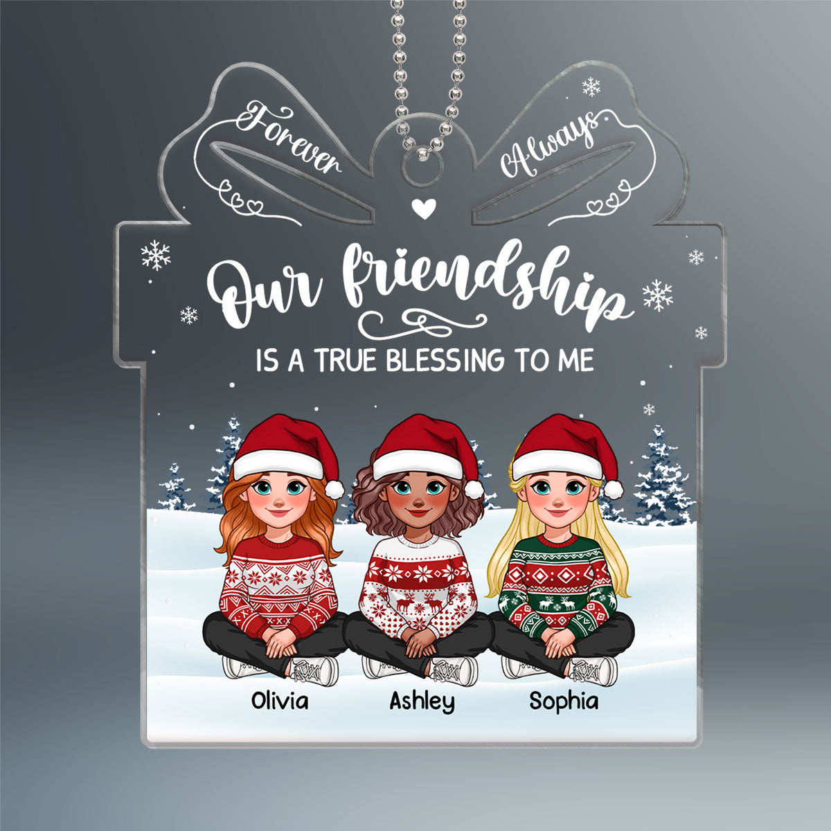 Our friendship Is A True Blessing To Me Personalized Acrylic Ornament, Gift For Best Friends