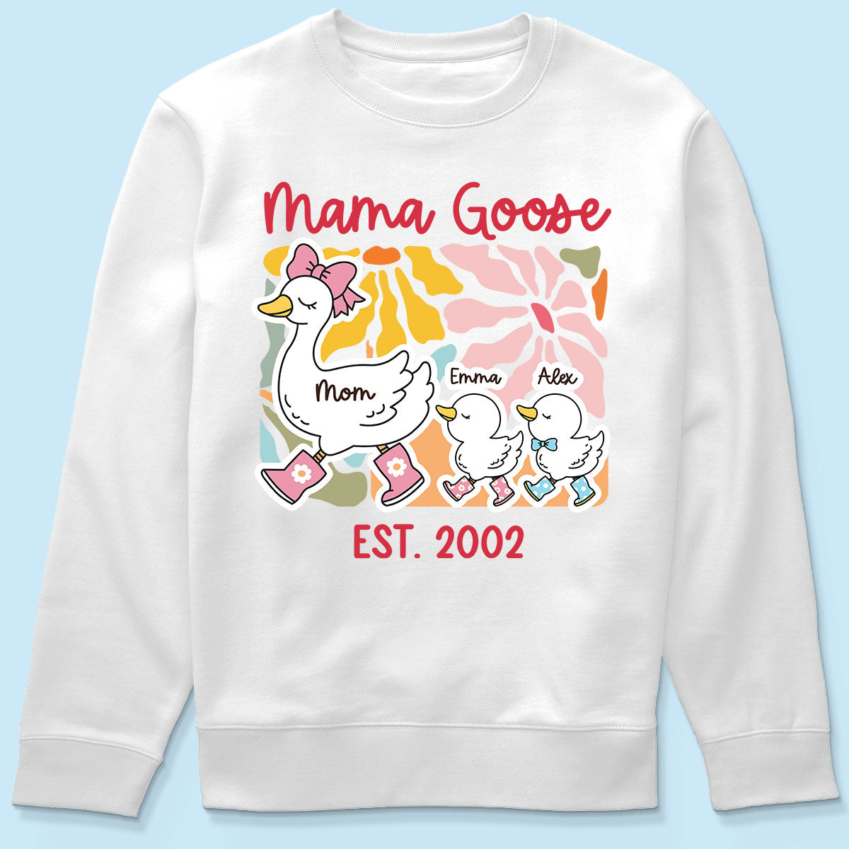 Mama Goose Grandma Goose & Kids Colorful Floral Personalized Shirt