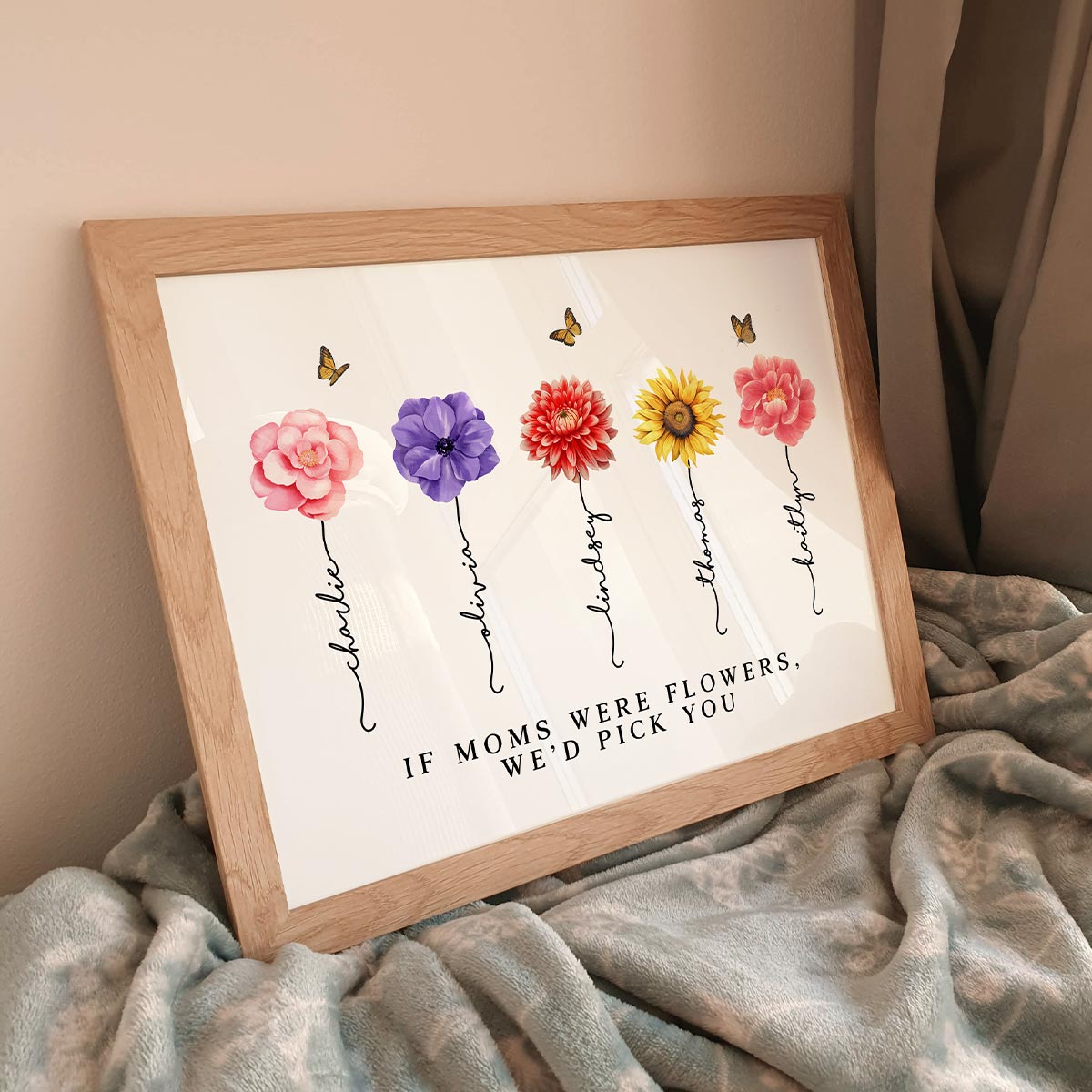 Watercolor Flowers If Mom Were Flowers Gift For Mom Personalized Horizontal Poster