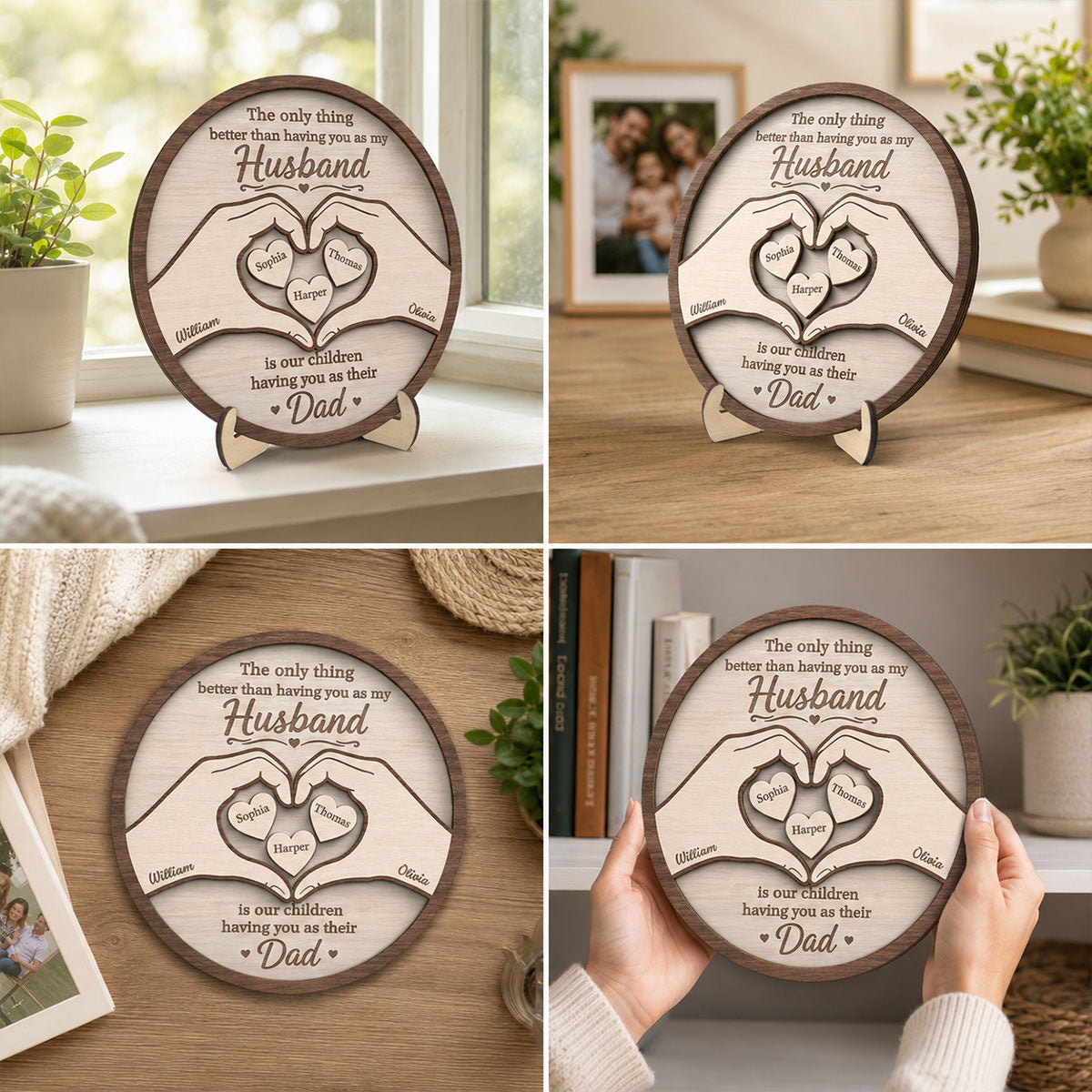 The Only Thing Having You As My Husband Hearts in Hands - Personalized 2-Layered Wooden Plaque - Father's Day Gift For Husband